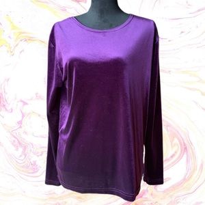 Beautiful Vintage Pullover style Top by Worthington Purple Velvet Size Large